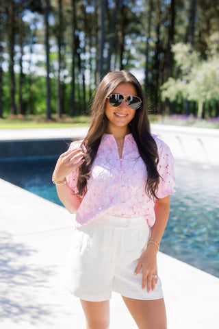 Petal & Lace Button Top - Instyle Boutique