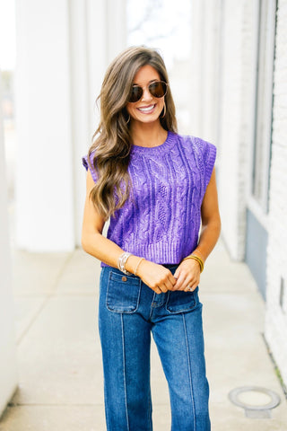 Mardi Gras Metallic Sweater Top - Purple - Instyle Boutique
