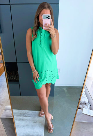 Going Out Green Embroidered Dress - Instyle Boutique