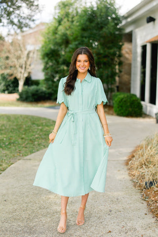 Lucky In Love Green Striped Dress - Instyle Boutique