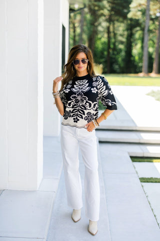 Ivory & Onyx Short Sleeve Sweater - Instyle Boutique
