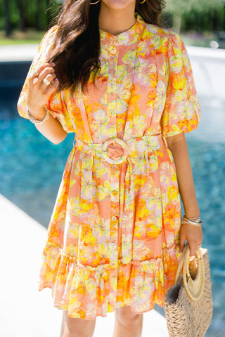 Sunset Ruffle Belted Dress - Instyle Boutique