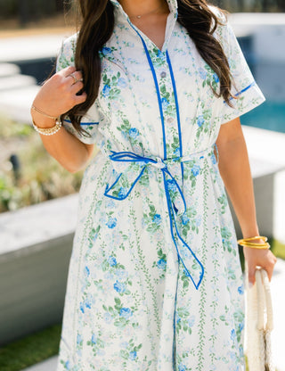 Wisteria Path Blue Floral Dress - Instyle Boutique