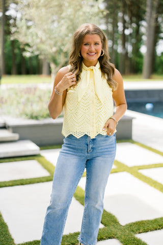 By Your Side Yellow Embroidered Tank - Instyle Boutique