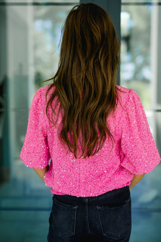 Make It Shine Pink Sequin Top - Instyle Boutique