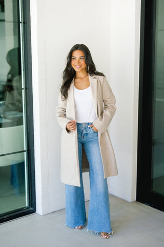 Juliette Taupe Midi Coat - Instyle Boutique