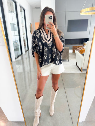 Shifting Focus Black Floral Top