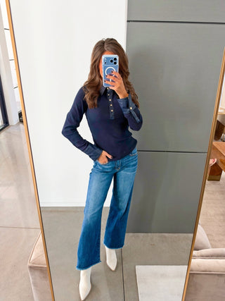 Prep After Dark Navy Knit Top - Instyle Boutique