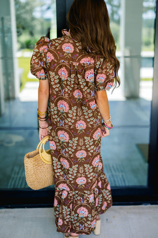 What You Wanted Brown Floral Dress
