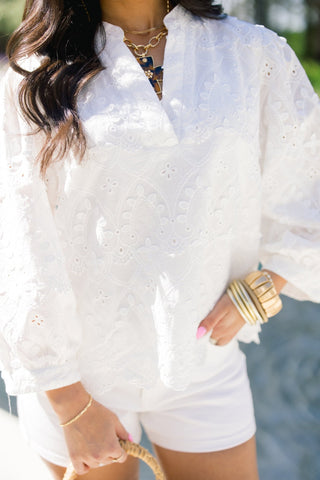 In Full Bloom Eyelet Top - Instyle Boutique
