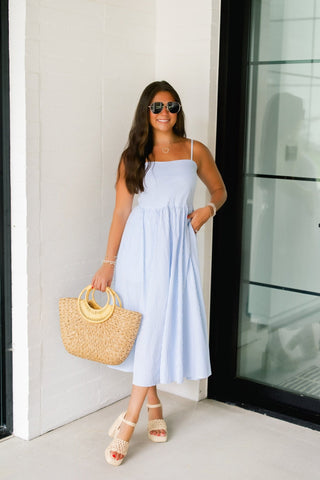 Sunny Stroll Blue Striped Dress - Instyle Boutique