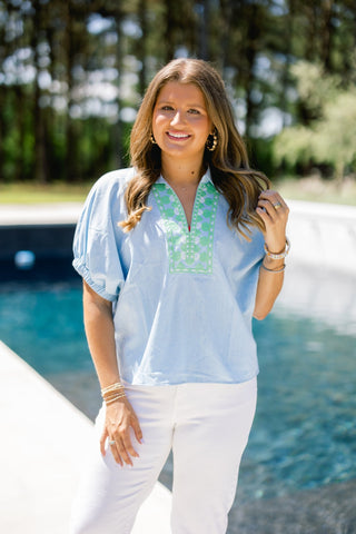 Breezy Isle Embroidered Top - Instyle Boutique