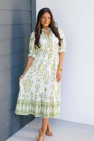 Secret Keeper Green Mix Dress - Instyle Boutique