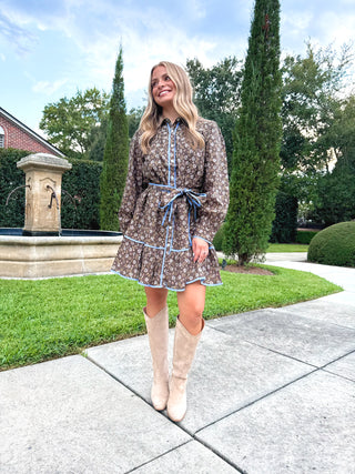 Ditsy Darling Brown Floral Dress