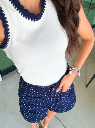 Timeless Touch Navy & White Tank - Instyle Boutique