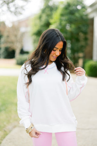 Prism Rainbow Contrast Stitch Raglan Sweatshirt - Instyle Boutique