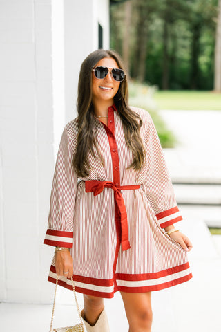 Riley Rust Striped Dress