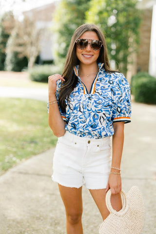 Because Of You Blue Floral Top - Instyle Boutique