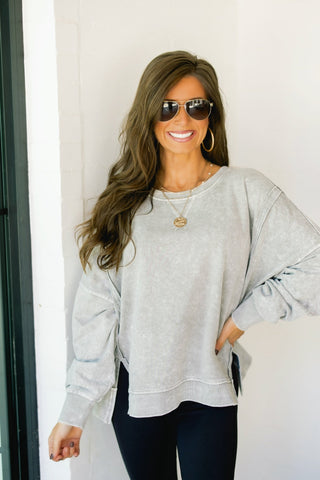Waverly Washed Grey Top - Instyle Boutique