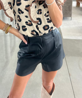 Lady In Leather Black Shorts