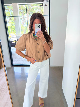 Audrey Latte Bubble Hem Top