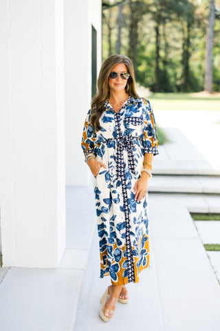 Best One Yet Blue Printed Midi Dress