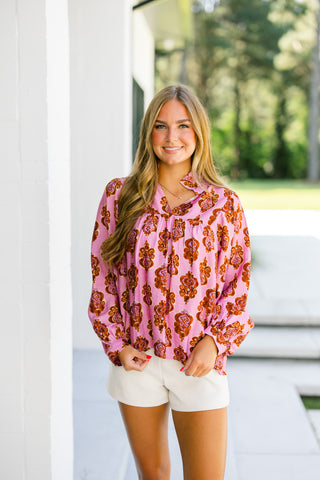 Pretty Printed Pink Top