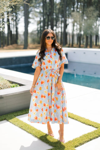 Let It Go Light Blue Floral Dress - Instyle Boutique