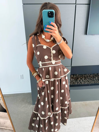 Cocoa & Cream Polka Dot Midi Dress