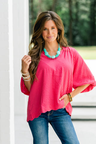Seeing Stripes Fuchsia Top