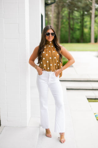 Dotted Elegance High Neck Top - Instyle Boutique