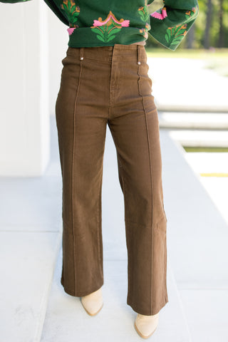See You Tomorrow Seam Detailed Denim-Brown