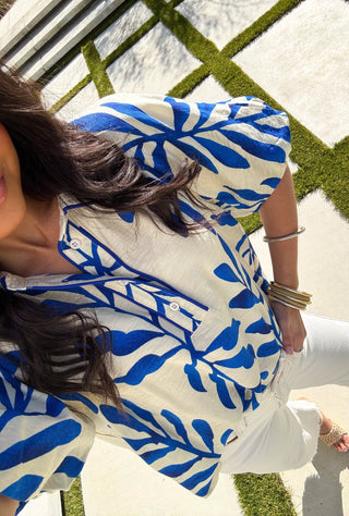 Radiant Royal Floral Top - Instyle Boutique