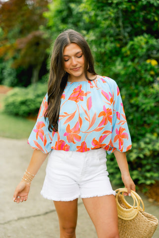 Happily Ever After Blue Floral Top ~FINAL SALE~