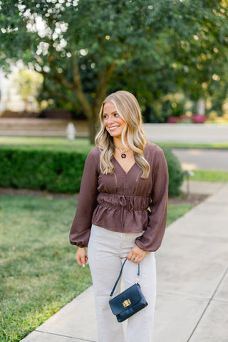 Chocolate Charm Peplum Top - Instyle Boutique
