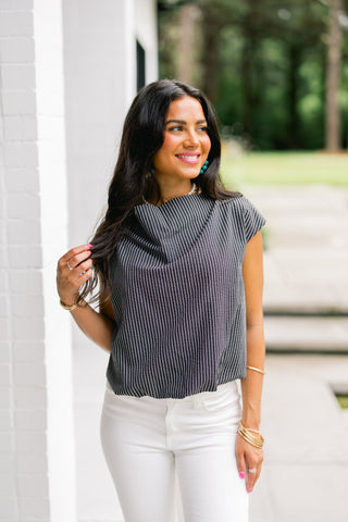 Shadow Stripe Drape Top - Instyle Boutique
