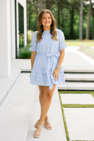 Blue Skies Lace Trim Dress - Instyle Boutique