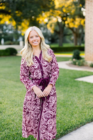 Blooming Detail Burgundy Midi Dress - Instyle Boutique