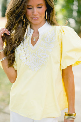 Sun - Drenched Cotton Puff Sleeve Top - Instyle Boutique