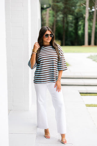 Cocoa Coast Stripe Textured Tee