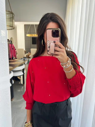 Bring The Bling Red Rhinestone Top