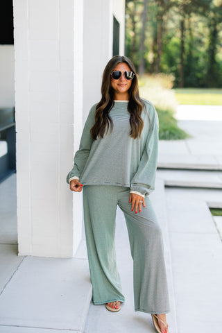 Casual Cutie Green Striped Set