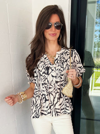 Midnight Blooms Black Top - Instyle Boutique