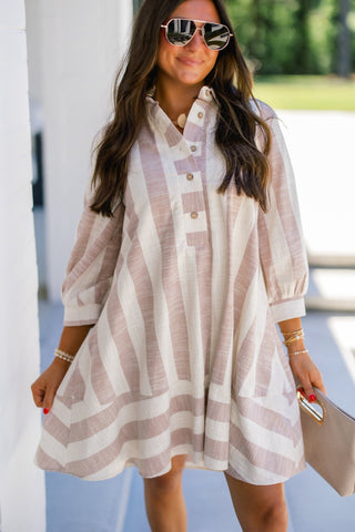 Oh So Oatmeal Striped Dress - Instyle Boutique