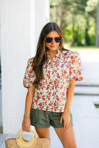 Fall In Love Ecru Floral Top