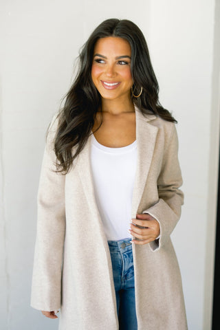 Juliette Taupe Midi Coat - Instyle Boutique