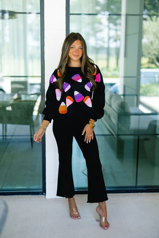 Treat Yourself Candy Corn Black Sweatshirt