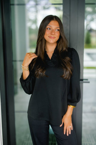 Effortless Grace Ruffle Top - Black - Instyle Boutique