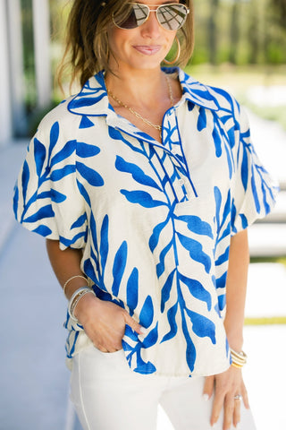 Radiant Royal Floral Top - Instyle Boutique