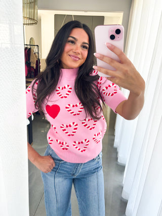 Pink Candy Cane Lane Sweater